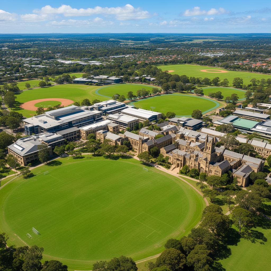 Expansive green school campus